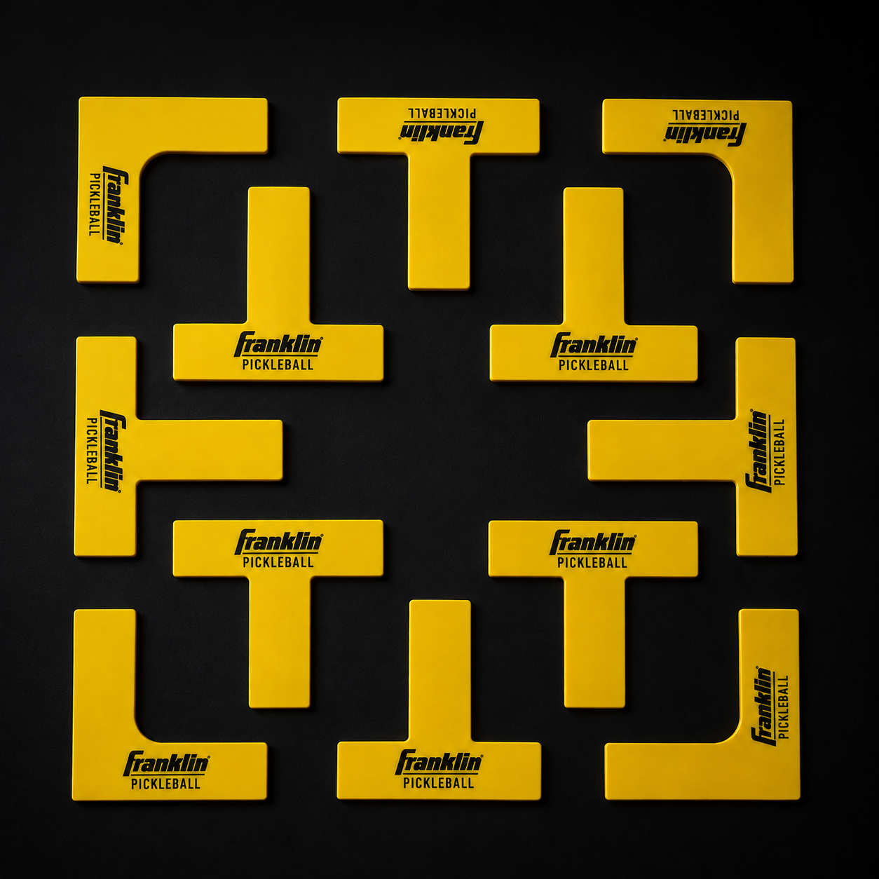 Franklin pickleball court marking kit with yellow court markers