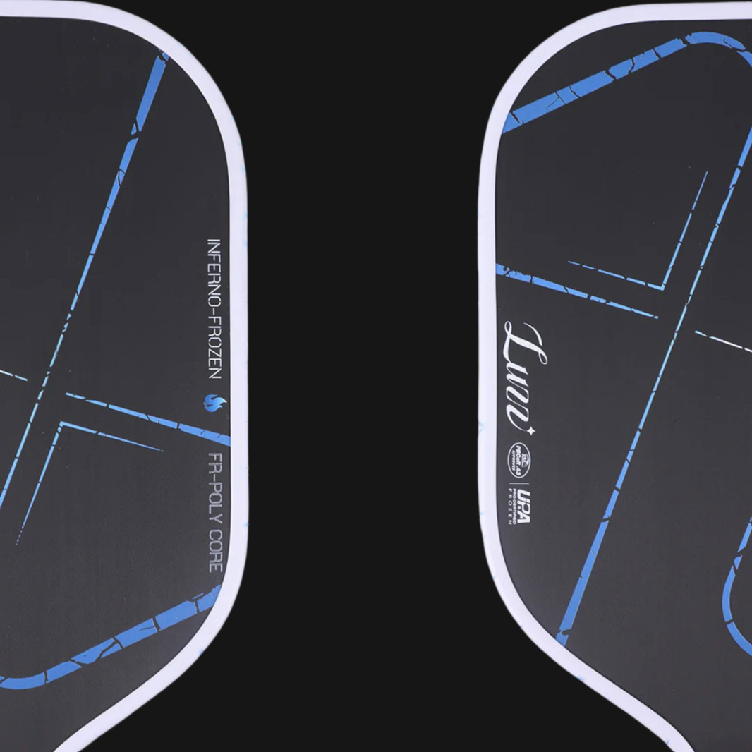 Front view of Luzz Inferno Frozen pickleball paddle