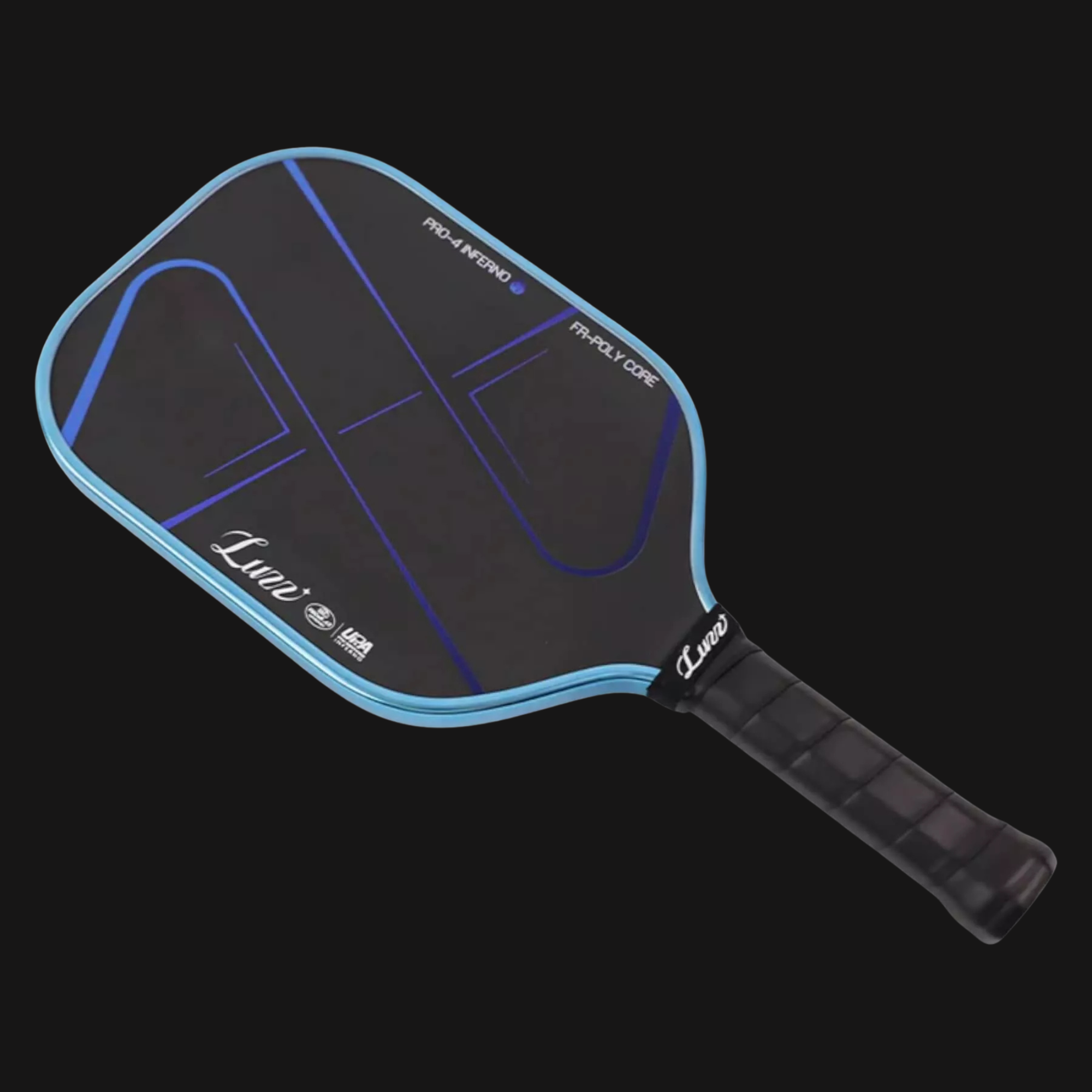 Close-up of the Luzz Pro 4 Blue Blaze Inferno paddle face