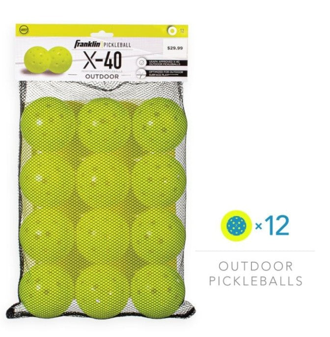 X-40 Outdoor Pickleballs (12 Pack Mesh)