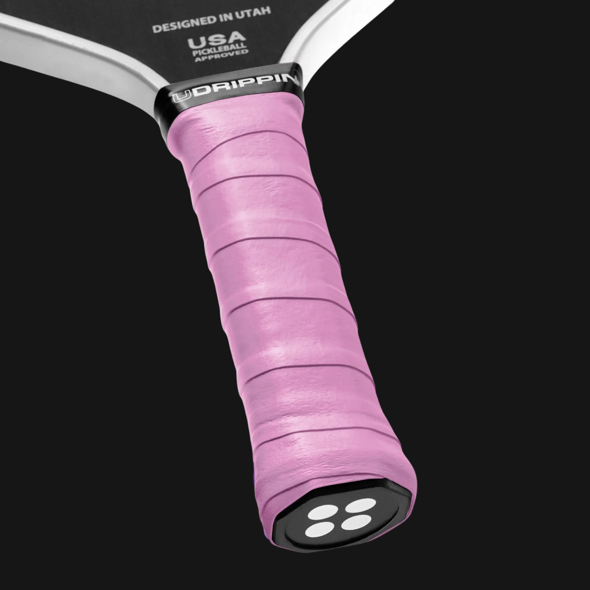 pink pickleball grip wrapped on paddle handle